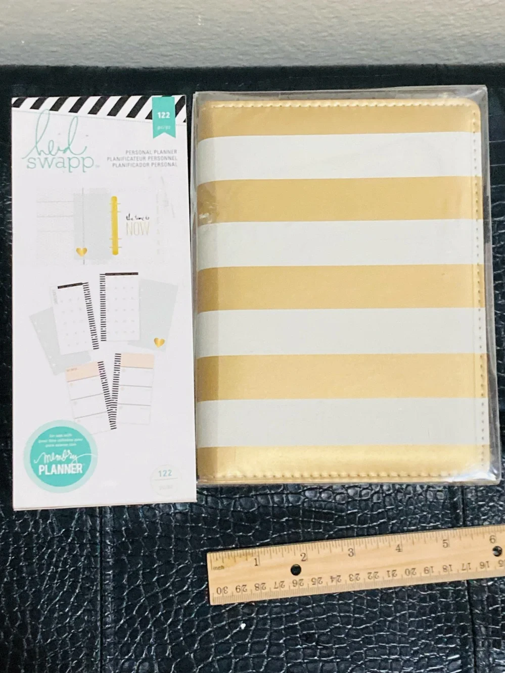 NWT Heidi Swapp Gold and White Stripe Personal Planner 122 pages